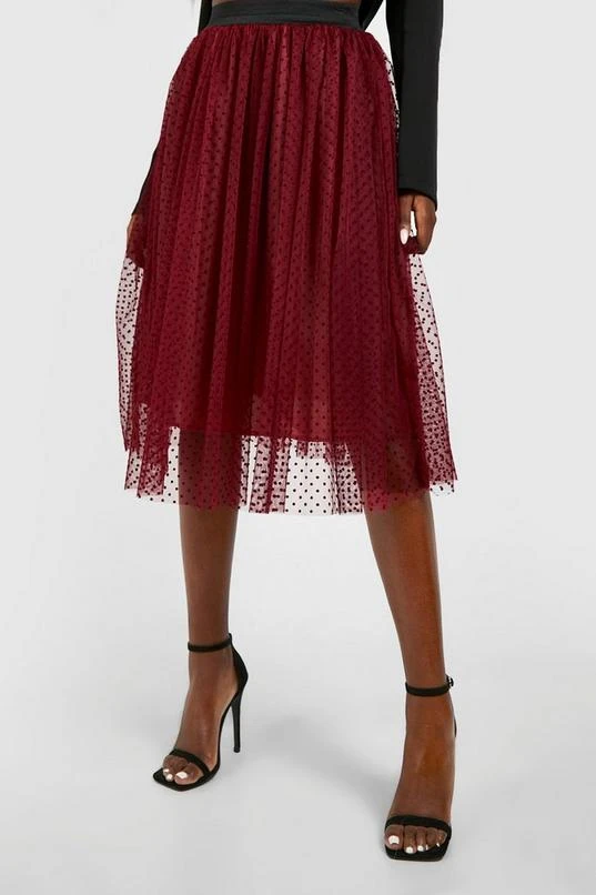 BOOHOO Polka Dot Tulle Mesh Midi Skirt 4 BOOHOO Polka Dot Tulle Mesh Midi Skirt - Image 4