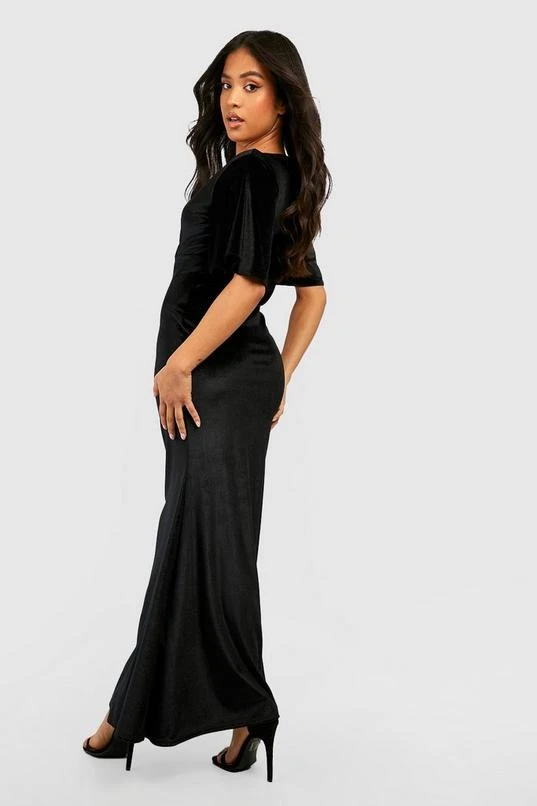BOOHOO Petite Angel Sleeve Velvet Maxi Dress 2 BOOHOO Petite Angel Sleeve Velvet Maxi Dress - Image 2
