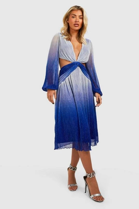 BOOHOO Metallic Cut Out Plunge Midi Dress 3 BOOHOO Metallic Cut Out Plunge Midi Dress - Image 3