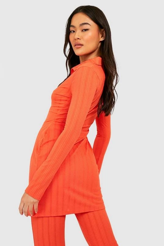BOOHOO Ribbed Longline Button Front Shirt 2 BOOHOO Ribbed Longline Button Front Shirt - Image 2