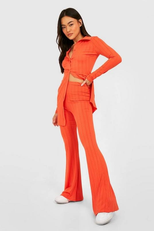 BOOHOO Ribbed Longline Button Front Shirt 3 BOOHOO Ribbed Longline Button Front Shirt - Image 3
