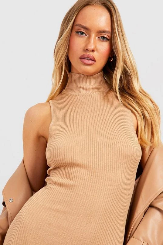 BOOHOO Tall High Neck Rib Knitted Sleeveless Midi Dress 4 BOOHOO Tall High Neck Rib Knitted Sleeveless Midi Dress - Image 4