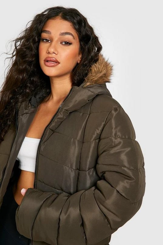 BOOHOO Longline Faux Fur Trim Parka 4 BOOHOO Longline Faux Fur Trim Parka - Image 4