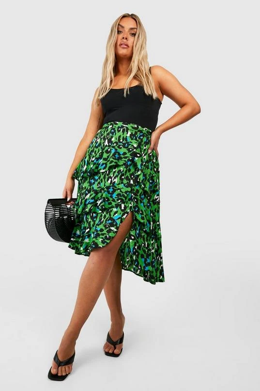 BOOHOO Plus Leopard Ruffle Midi Skirt 1 BOOHOO Plus Leopard Ruffle Midi Skirt