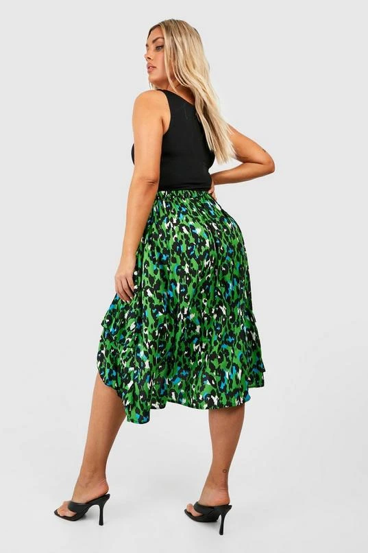 BOOHOO Plus Leopard Ruffle Midi Skirt 2 BOOHOO Plus Leopard Ruffle Midi Skirt - Image 2