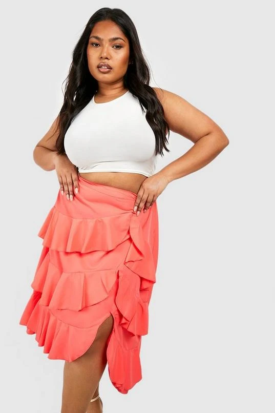 BOOHOO Plus Ruffle Midi Skirt 3 BOOHOO Plus Ruffle Midi Skirt - Image 3