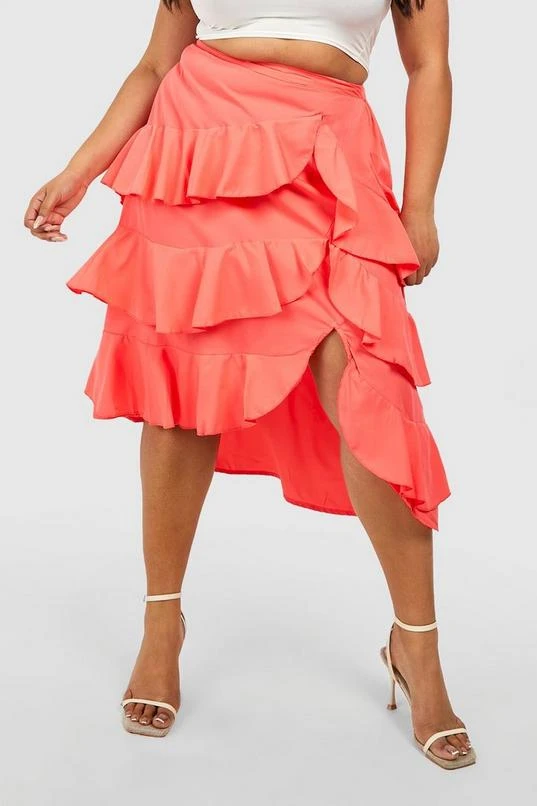 BOOHOO Plus Ruffle Midi Skirt 4 BOOHOO Plus Ruffle Midi Skirt - Image 4