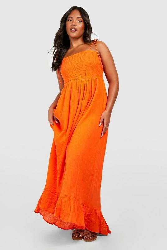 BOOHOO Plus Cheesecloth Shirred Midi Dress 3 BOOHOO Plus Cheesecloth Shirred Midi Dress - Image 3