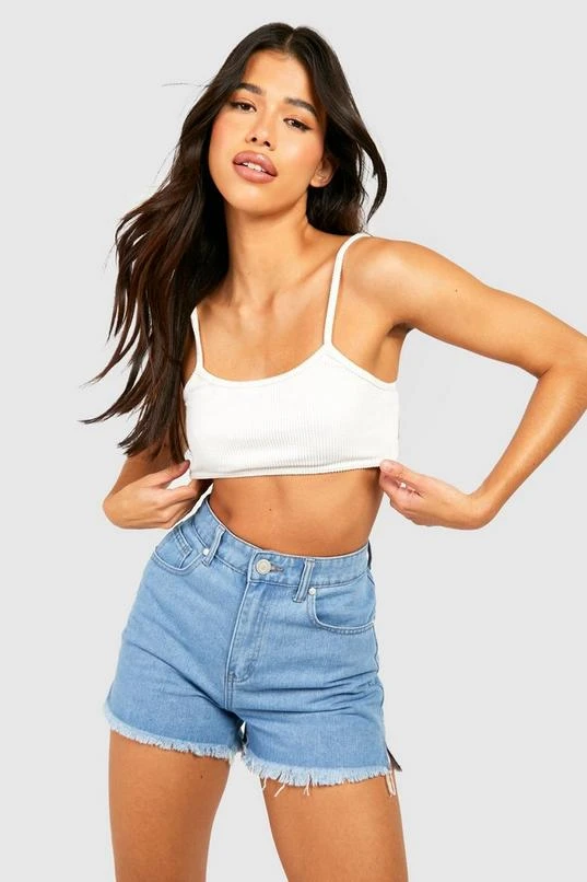 BOOHOO Tall Mid Rise Frayed Hem Mini Jean Shorts 1 BOOHOO Tall Mid Rise Frayed Hem Mini Jean Shorts