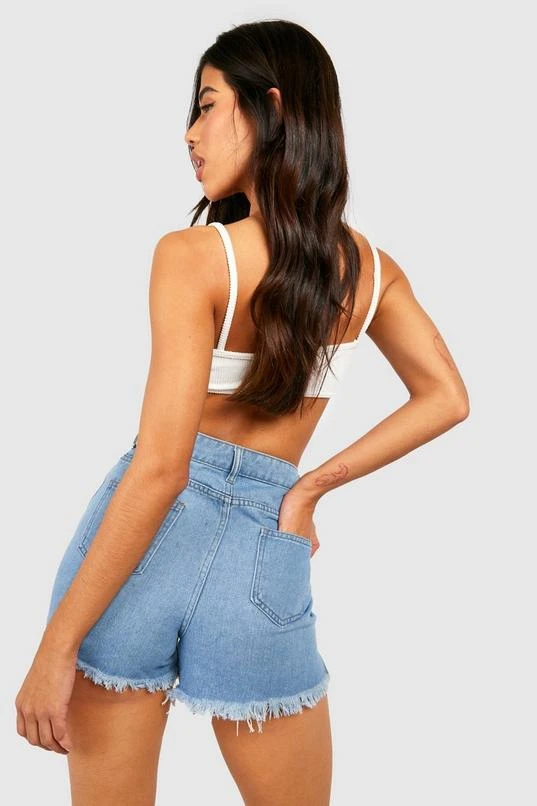 BOOHOO Tall Mid Rise Frayed Hem Mini Jean Shorts 2 BOOHOO Tall Mid Rise Frayed Hem Mini Jean Shorts - Image 2