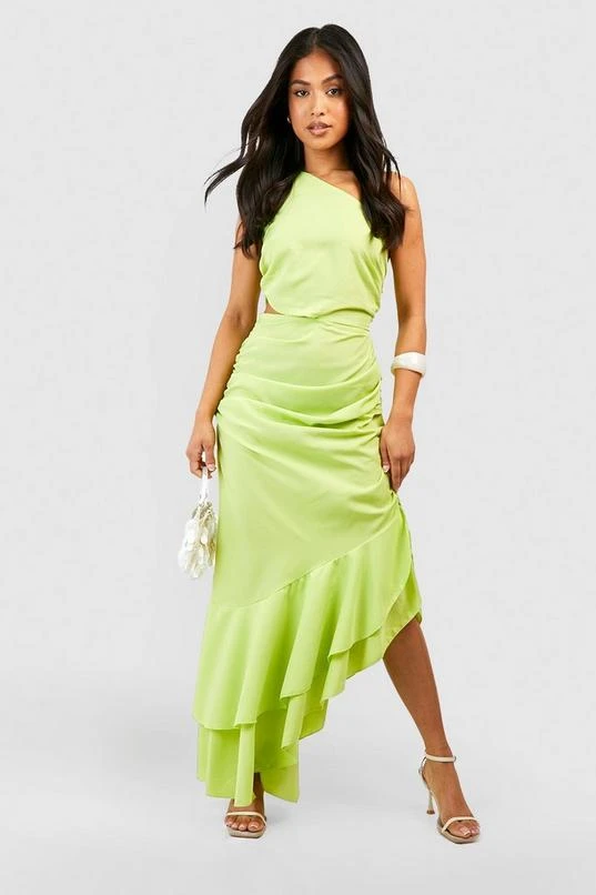 BOOHOO Petite One Shoulder Cut Out Ruffle Maxi Dress 3 BOOHOO Petite One Shoulder Cut Out Ruffle Maxi Dress - Image 3