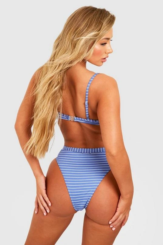 BOOHOO Nautical Rib High Waisted Bikini Brief 2 BOOHOO Nautical Rib High Waisted Bikini Brief - Image 2