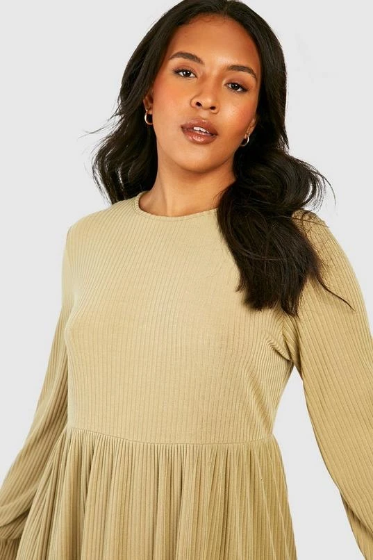 BOOHOO Plus Soft Rib Ruffle Cuff Smock Dress 4 BOOHOO Plus Soft Rib Ruffle Cuff Smock Dress - Image 4
