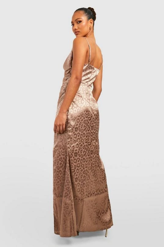 BOOHOO Satin Cowl Neck Ruched Maxi Dress 2 BOOHOO Satin Cowl Neck Ruched Maxi Dress - Image 2