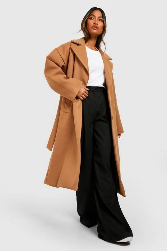 BOOHOO Oversized Self Belted Drop Sleeve Wool Look Coat 1 BOOHOO Oversized Self Belted Drop Sleeve Wool Look Coat