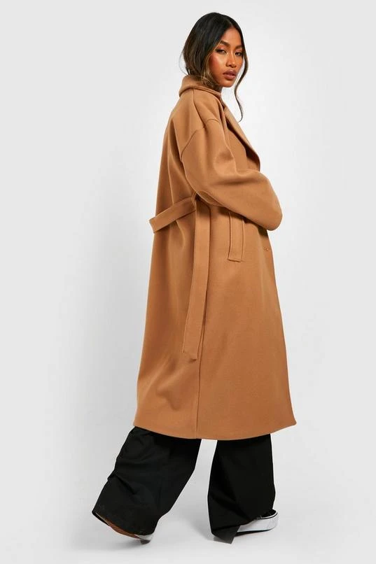 BOOHOO Oversized Self Belted Drop Sleeve Wool Look Coat 2 BOOHOO Oversized Self Belted Drop Sleeve Wool Look Coat - Image 2