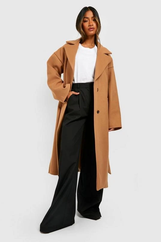 BOOHOO Oversized Self Belted Drop Sleeve Wool Look Coat 3 BOOHOO Oversized Self Belted Drop Sleeve Wool Look Coat - Image 3