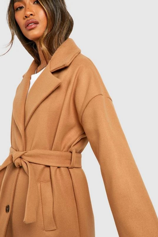 BOOHOO Oversized Self Belted Drop Sleeve Wool Look Coat 4 BOOHOO Oversized Self Belted Drop Sleeve Wool Look Coat - Image 4