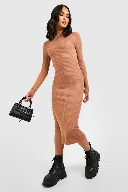 BOOHOO Turtle Neck Rib Knit Midi Dress 3 BOOHOO Turtle Neck Rib Knit Midi Dress - Image 3