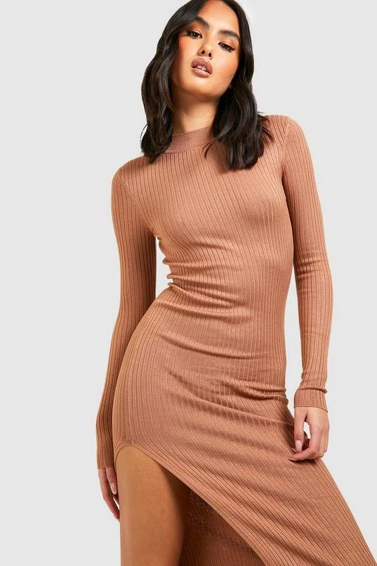 BOOHOO Turtle Neck Rib Knit Midi Dress 4 BOOHOO Turtle Neck Rib Knit Midi Dress - Image 4