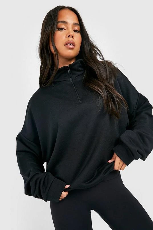 BOOHOO Black Petite Basic Half Zip Sweater 1 BOOHOO Black Petite Basic Half Zip Sweater