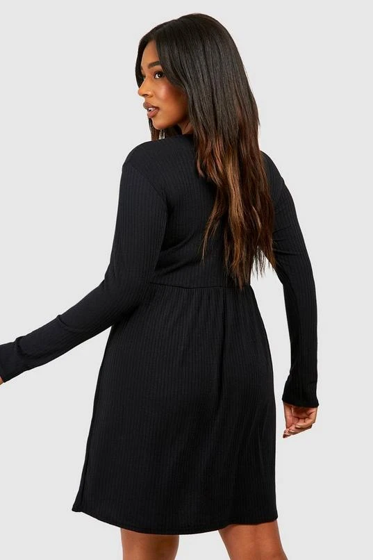 BOOHOO Plus Soft Rib Button Smock Dress 2 BOOHOO Plus Soft Rib Button Smock Dress - Image 2