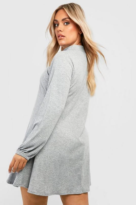 BOOHOO Plus Soft Rib High Neck Swing Dress 2 BOOHOO Plus Soft Rib High Neck Swing Dress - Image 2
