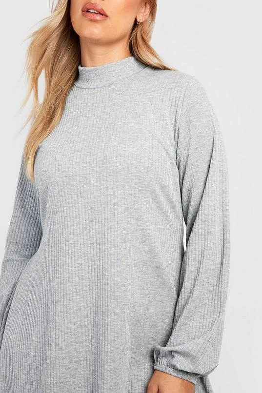 BOOHOO Plus Soft Rib High Neck Swing Dress 4 BOOHOO Plus Soft Rib High Neck Swing Dress - Image 4