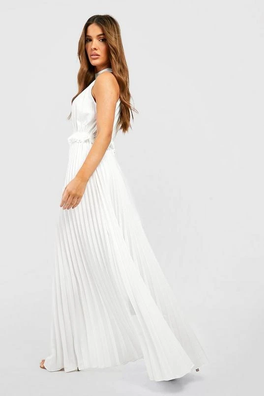 BOOHOO Pleated High Neck Maxi Dress 2 BOOHOO Pleated High Neck Maxi Dress - Image 2