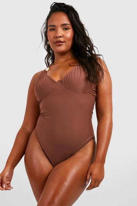 BOOHOO Plus Wooden Bead Strap Detail Underwired Swimsuit 1 BOOHOO Plus Wooden Bead Strap Detail Underwired Swimsuit