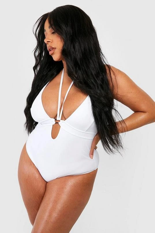 BOOHOO Plus Keyhole Strapping Tummy Control Swimsuit 1 BOOHOO Plus Keyhole Strapping Tummy Control Swimsuit