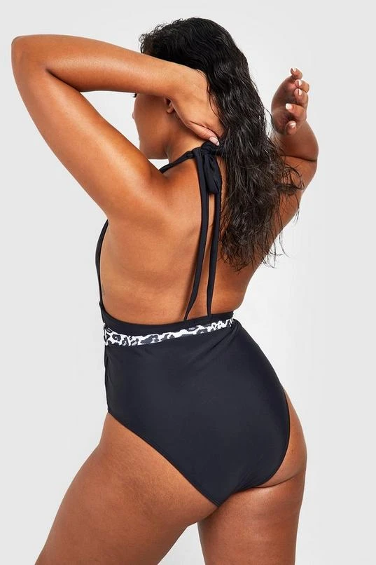 BOOHOO Plus Contrast Leopard Tummy Control Swimsuit 2 BOOHOO Plus Contrast Leopard Tummy Control Swimsuit - Image 2