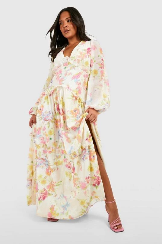 BOOHOO Plus Floral Waist Detail Maxidress 3 BOOHOO Plus Floral Waist Detail Maxidress - Image 3