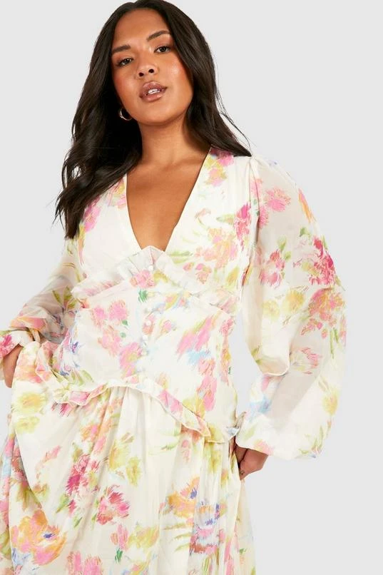 BOOHOO Plus Floral Waist Detail Maxidress 4 BOOHOO Plus Floral Waist Detail Maxidress - Image 4