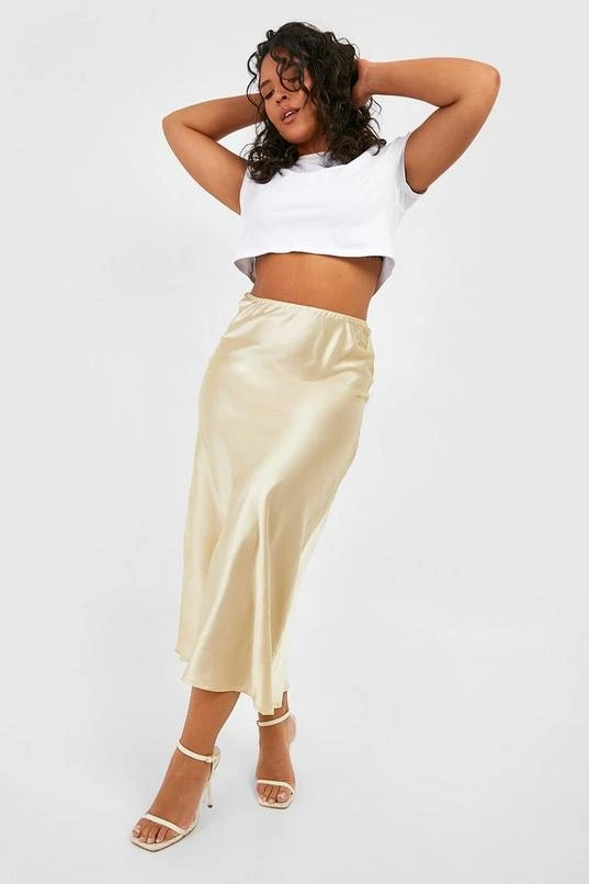 BOOHOO Plus Satin Midi Skirt 1 BOOHOO Plus Satin Midi Skirt