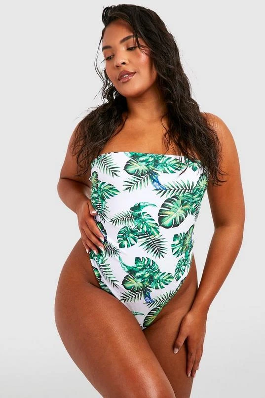 BOOHOO Plus Printed Reversible Bandeau Swimsuit 3 BOOHOO Plus Printed Reversible Bandeau Swimsuit - Image 3