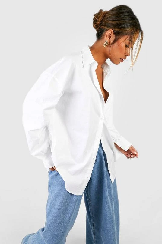 Boohoo Basics Oversized Cotton Poplin Shirt 1 Boohoo Basics Oversized Cotton Poplin Shirt