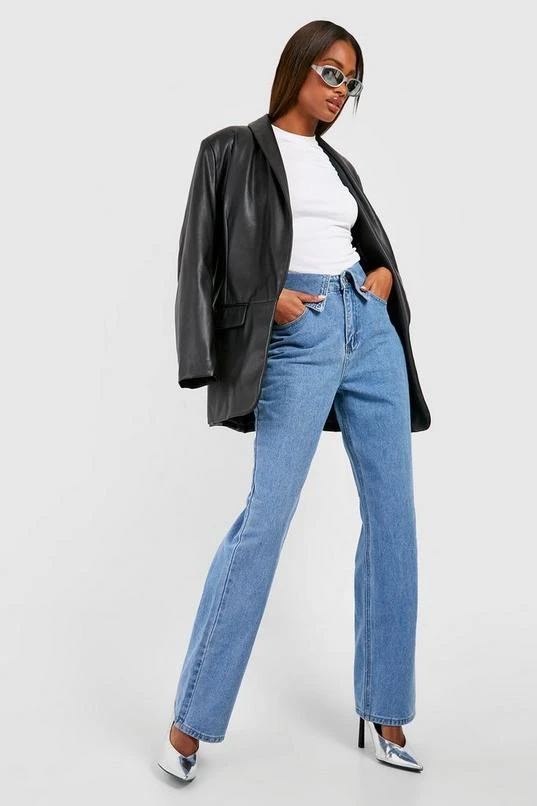 BOOHOO Folded Waist Straight Fit Jeans 1 BOOHOO Folded Waist Straight Fit Jeans