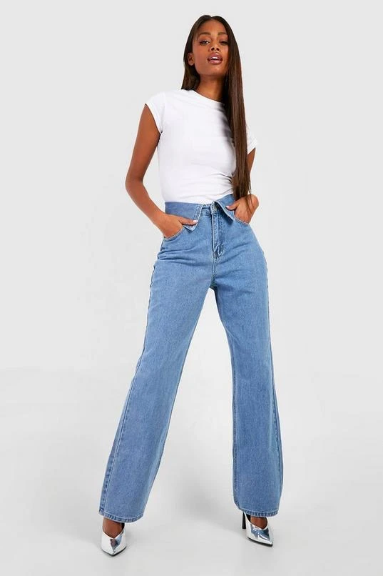 BOOHOO Folded Waist Straight Fit Jeans 3 BOOHOO Folded Waist Straight Fit Jeans - Image 3