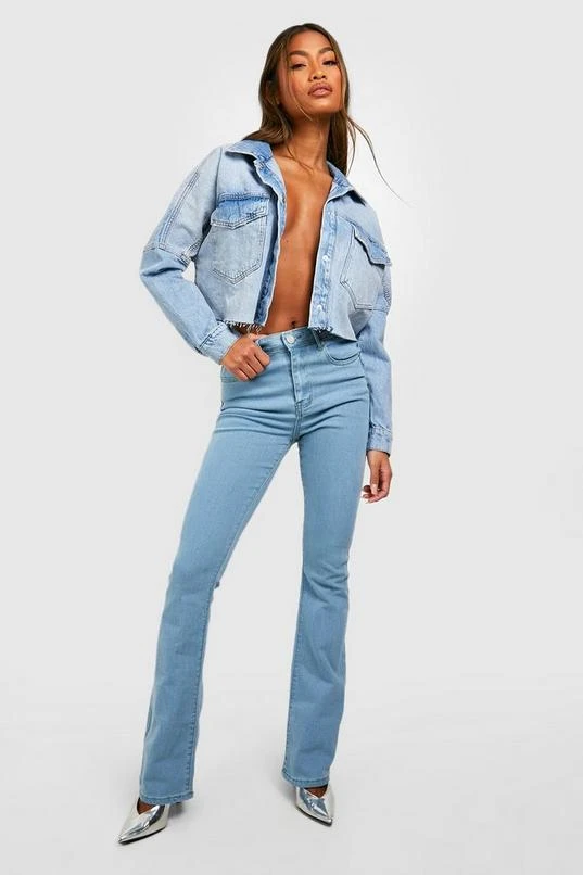 BOOHOO Mid Waist Flared Jeans 1 BOOHOO Mid Waist Flared Jeans