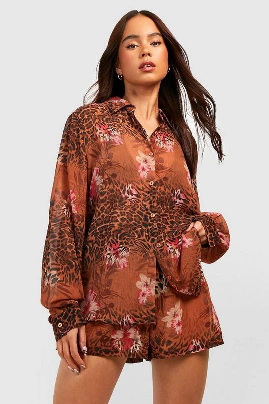 BOOHOO Petite Tropical Leopard Beach Two-Piece 3 BOOHOO Petite Tropical Leopard Beach Two-Piece - Image 3