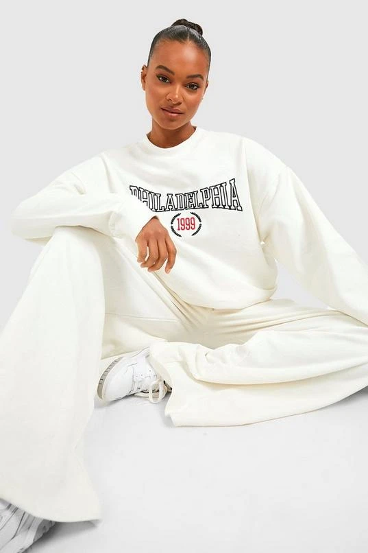 BOOHOO Tall Philadelphia Print Wide Leg And Sweater Tracksuit 1 BOOHOO Tall Philadelphia Print Wide Leg And Sweater Tracksuit