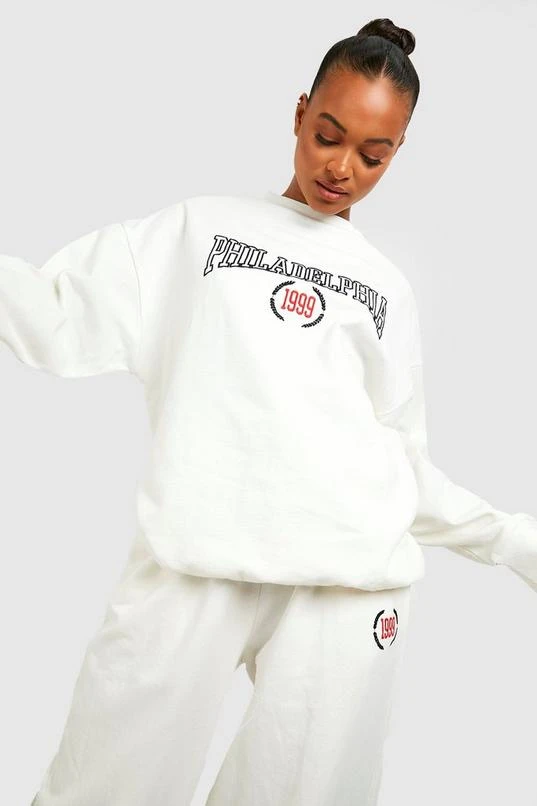 BOOHOO Tall Philadelphia Print Wide Leg And Sweater Tracksuit 4 BOOHOO Tall Philadelphia Print Wide Leg And Sweater Tracksuit - Image 4