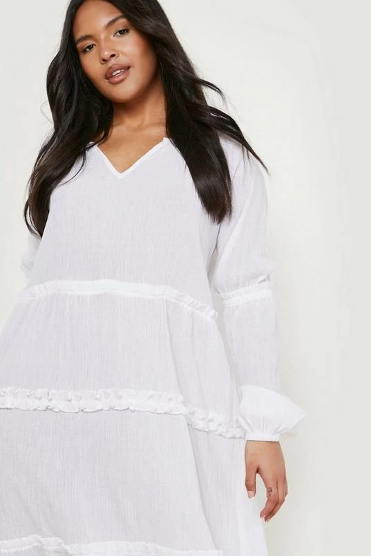 BOOHOO Plus Cheesecloth Tiered Smock Dress 4 BOOHOO Plus Cheesecloth Tiered Smock Dress - Image 4