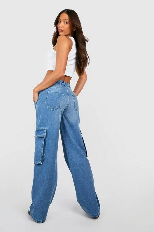 BOOHOO Tall Low Rise Cargo Wide Leg Jeans 2 BOOHOO Tall Low Rise Cargo Wide Leg Jeans - Image 2