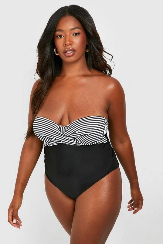 BOOHOO Plus Nautical Stripe Control Swimsuit 3 BOOHOO Plus Nautical Stripe Control Swimsuit - Image 3