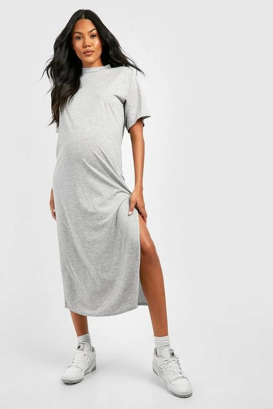 BOOHOO Maternity T-Shirt Midi Dress 1 BOOHOO Maternity T-Shirt Midi Dress