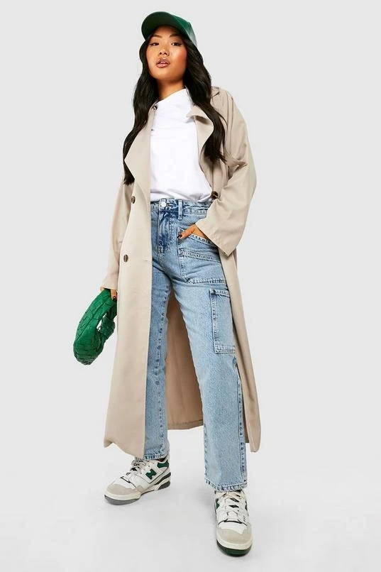 BOOHOO Petite Denim Light Wash Pocket Detail Cargo Jeans 1 BOOHOO Petite Denim Light Wash Pocket Detail Cargo Jeans