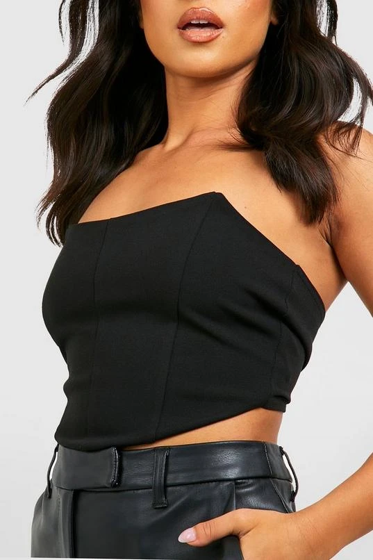 BOOHOO Black Petite Seam Detail Scuba Corset 4 BOOHOO Black Petite Seam Detail Scuba Corset - Image 4