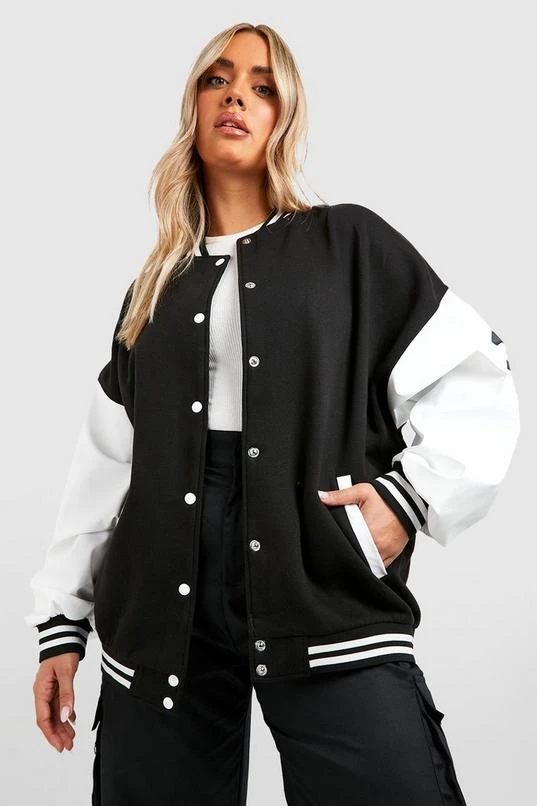 BOOHOO Plus Athletics Varsity Bomber Jacket 2 BOOHOO Plus Athletics Varsity Bomber Jacket - Image 2